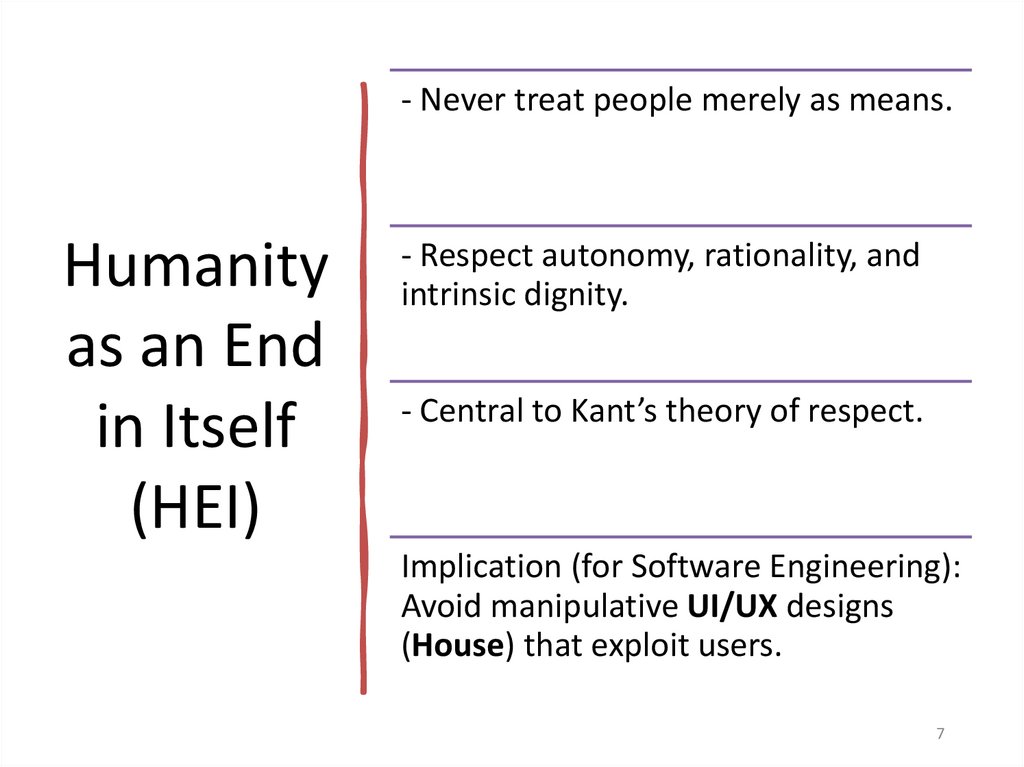 Humanity as an End in Itself (HEI)