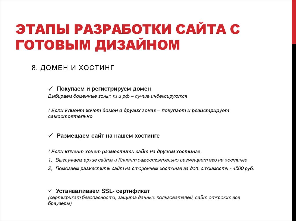 Этапы разработки сайта с готовым дизайном