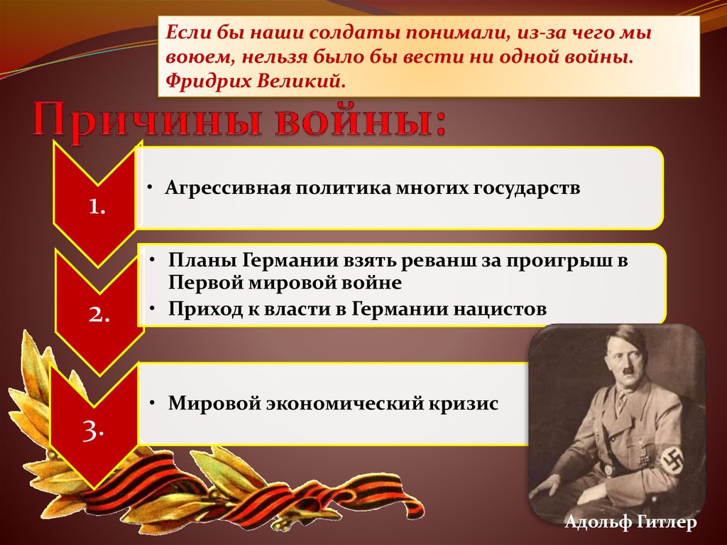 Причины войны: