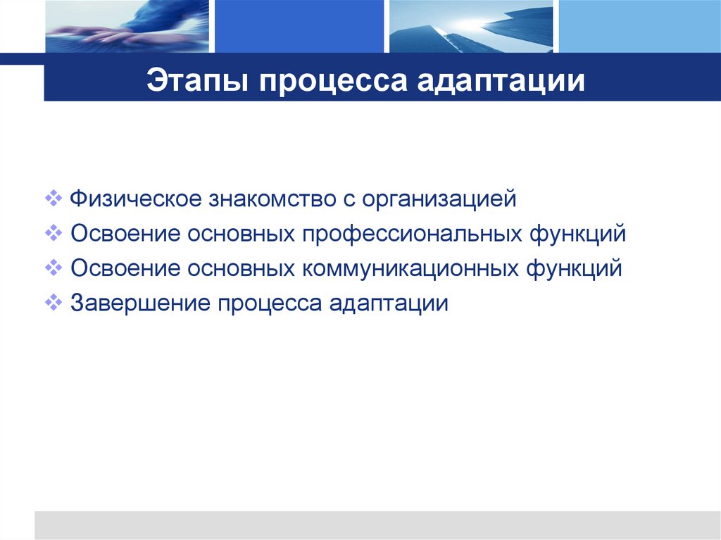 Этапы процесса адаптации