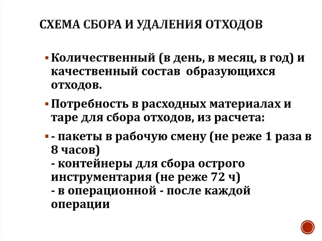 Схема сбора и удаления отходов