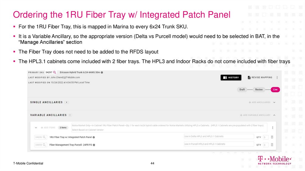 Ordering the 1RU Fiber Tray w/ Integrated Patch Panel