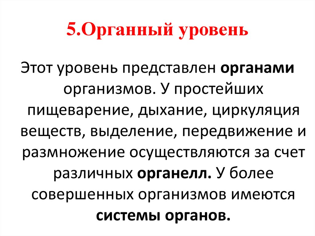 5.Органный уровень