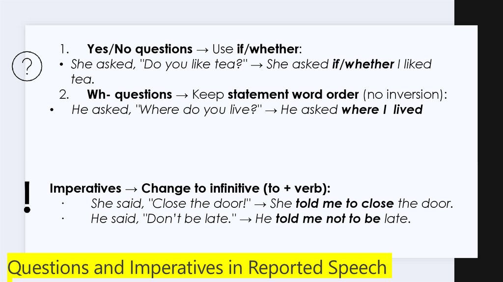 Questions and Imperatives in Reported Speech