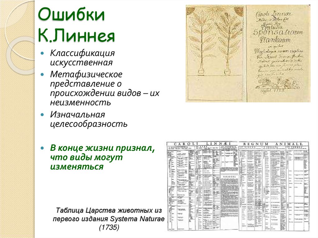 Ошибки К.Линнея