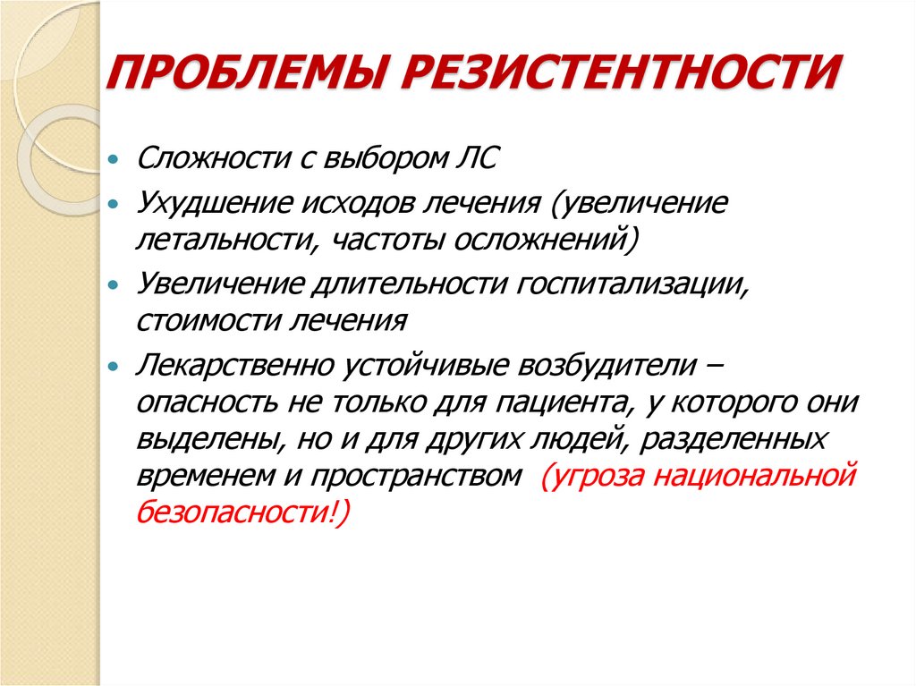 ПРОБЛЕМЫ РЕЗИСТЕНТНОСТИ