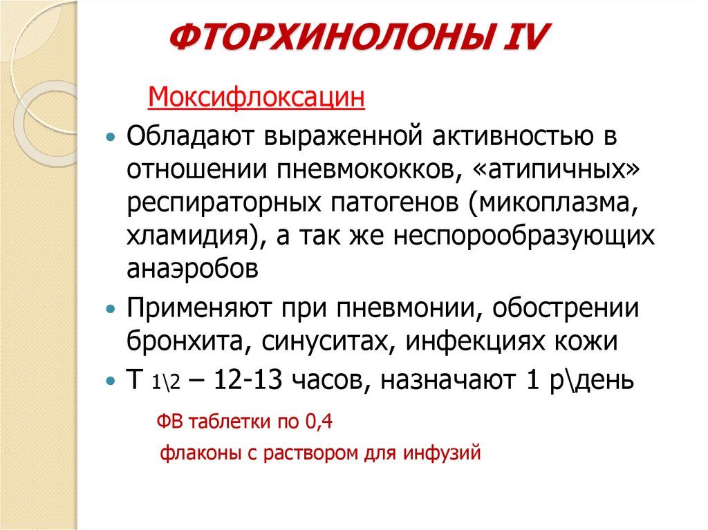 ФТОРХИНОЛОНЫ IV