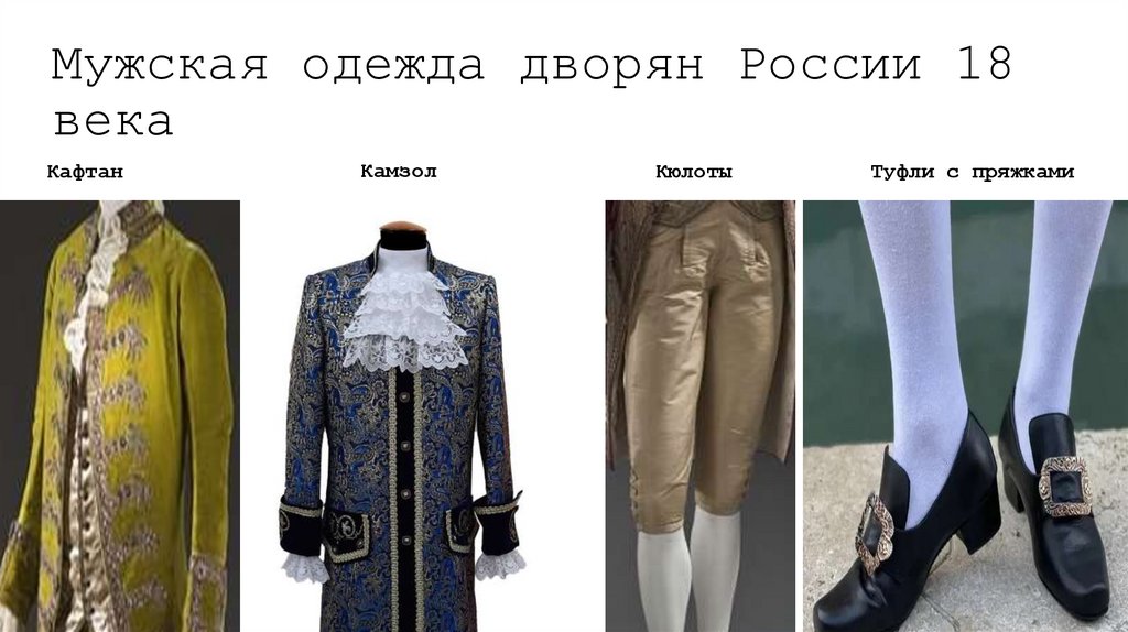 Мужская одежда дворян России 18 века