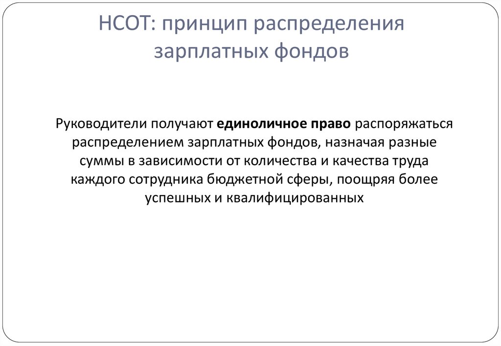 НСОТ: принцип распределения зарплатных фондов