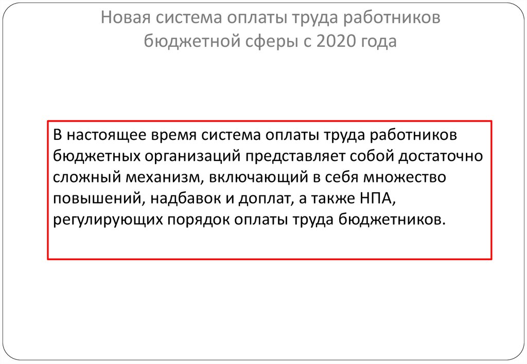Новая система оплаты труда работников бюджетной сферы с 2020 года