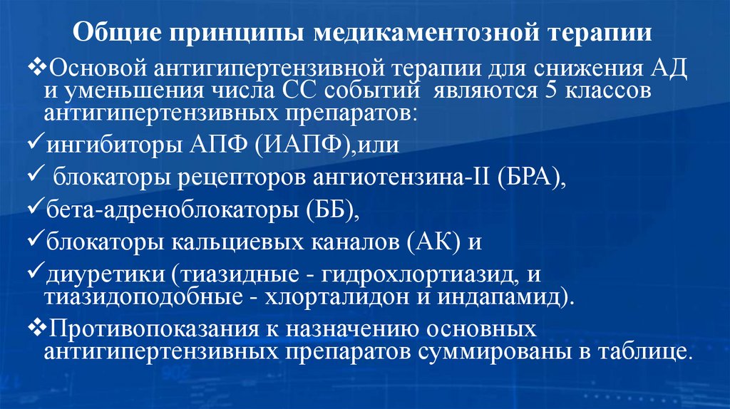 Общие принципы медикаментозной терапии