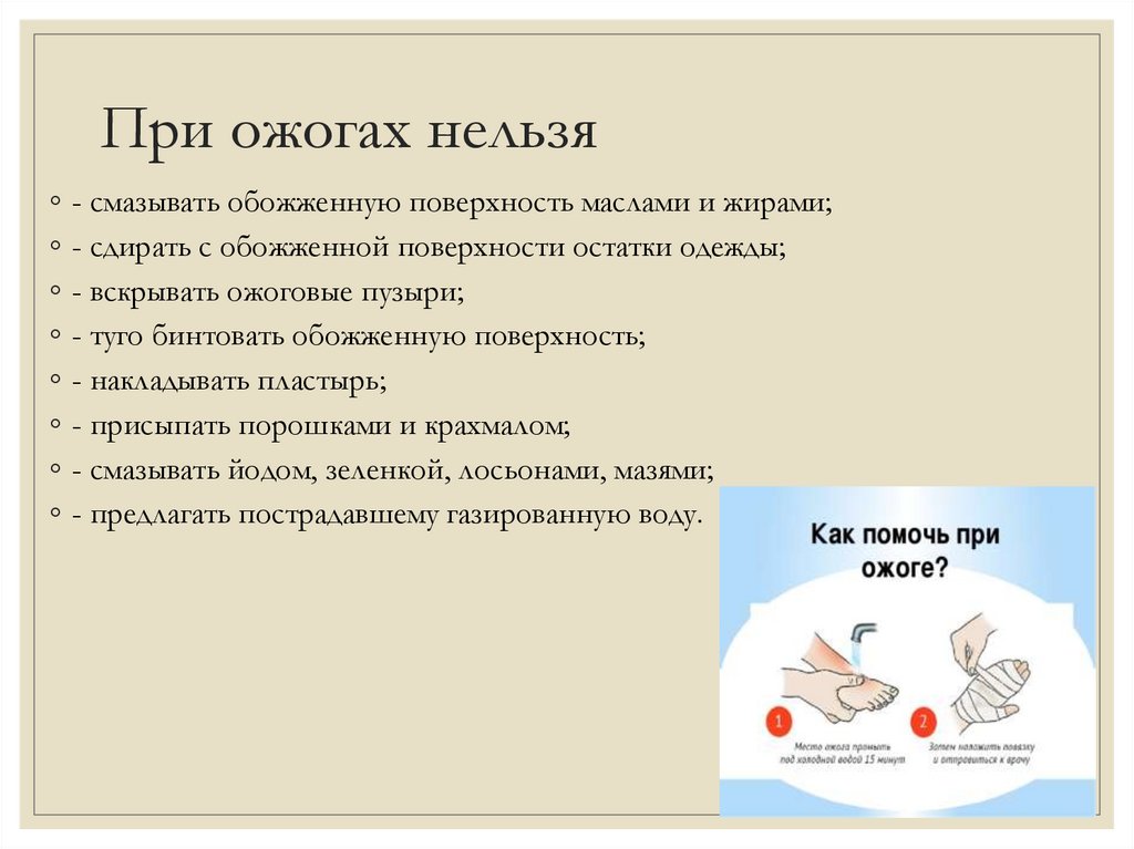 При ожогах нельзя