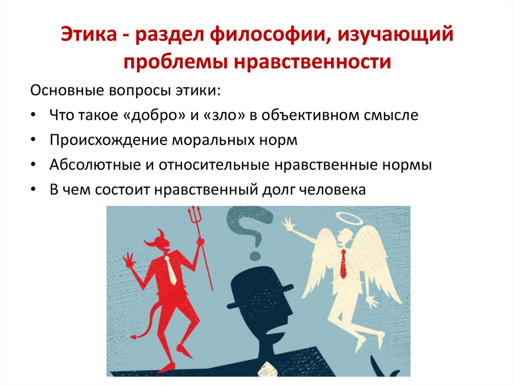 Этика - раздел философии, изучающий проблемы нравственности