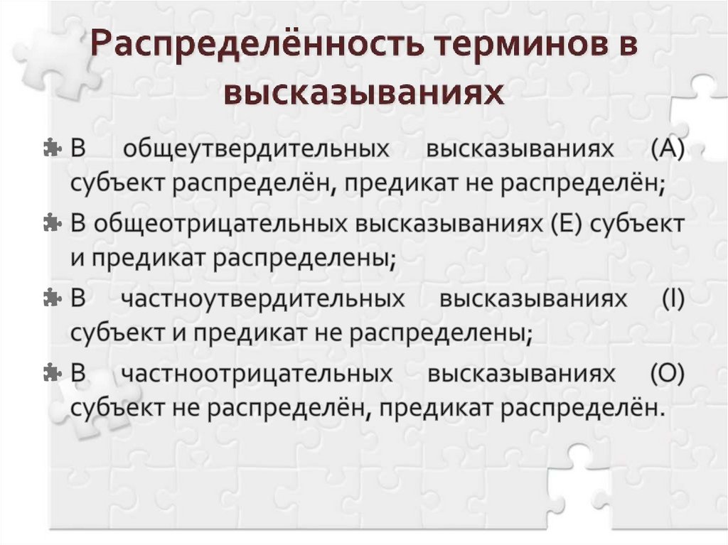 Распределённость терминов в высказываниях