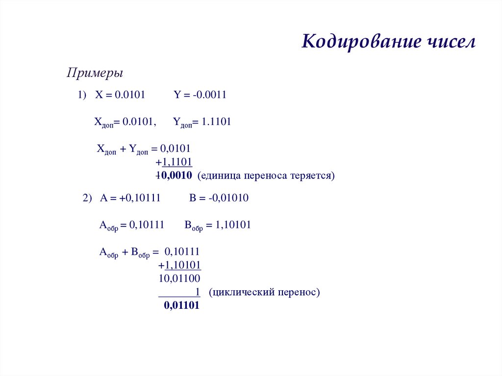 Кодирование чисел