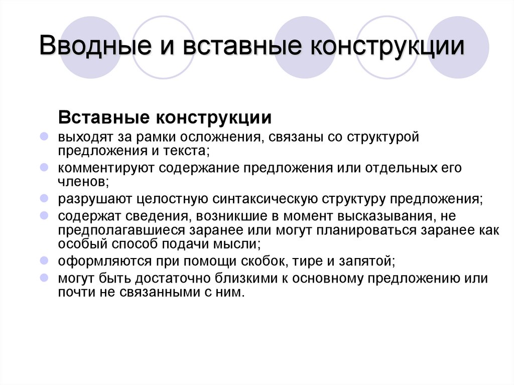 Вводные и вставные конструкции