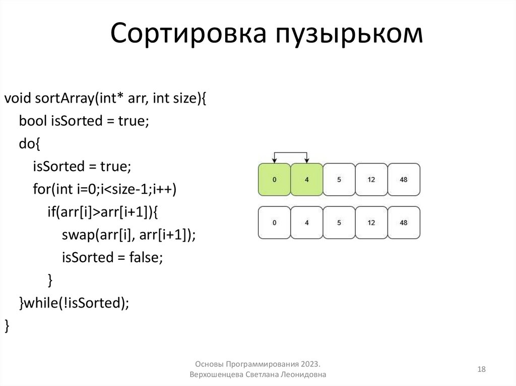 Сортировка пузырьком