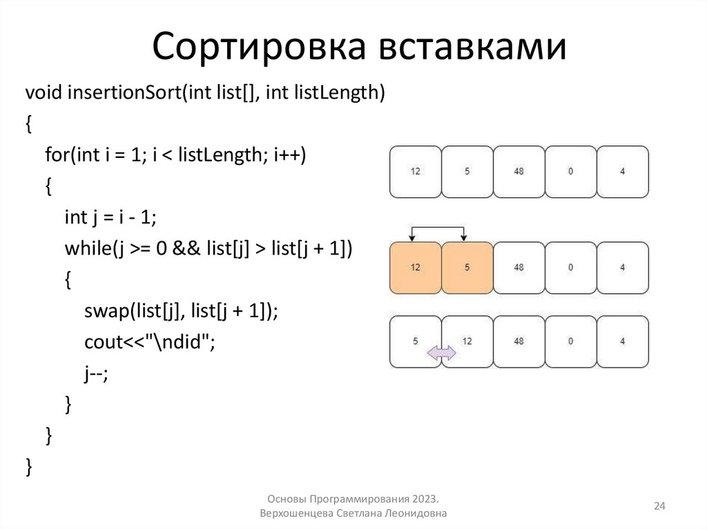Сортировка вставками