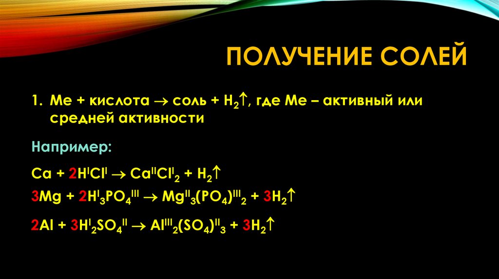 Получение солей