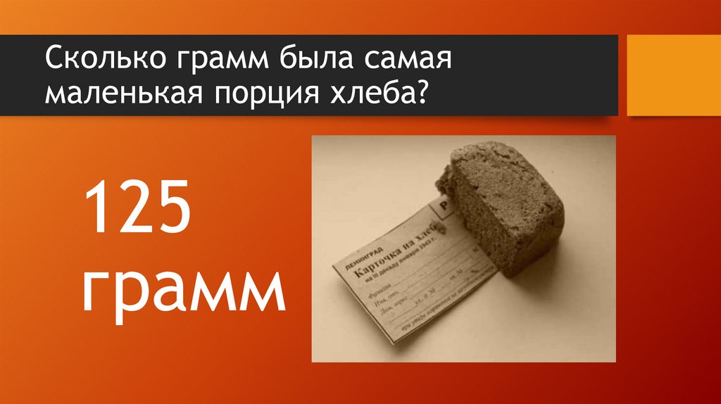 Сколько грамм была самая маленькая порция хлеба?