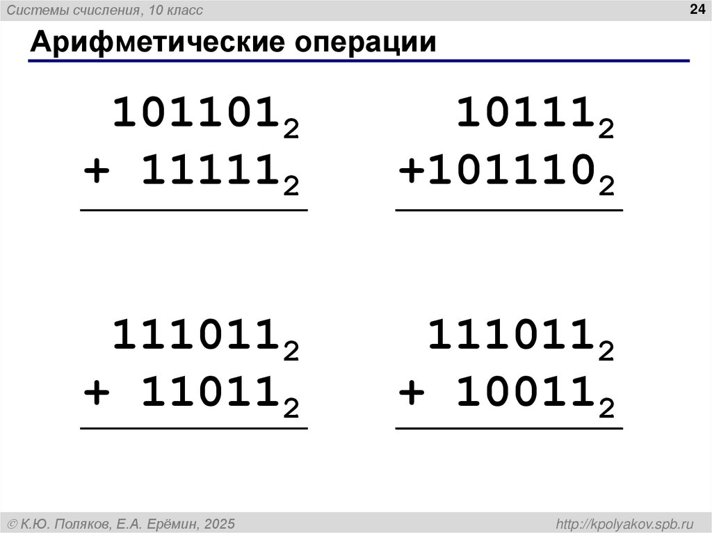 Арифметические операции
