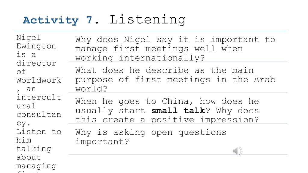 Activity 7. Listening
