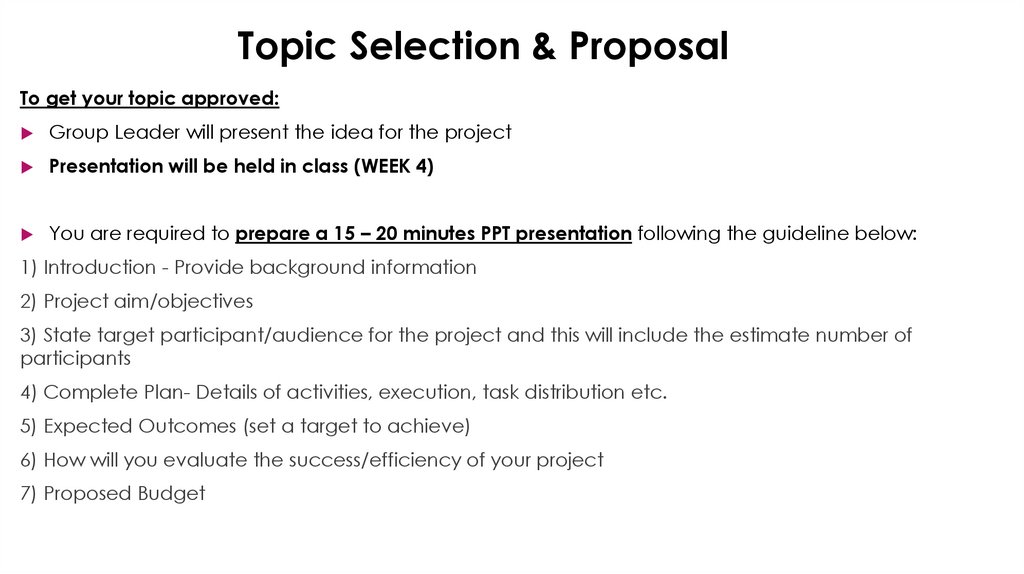 Topic Selection & Proposal