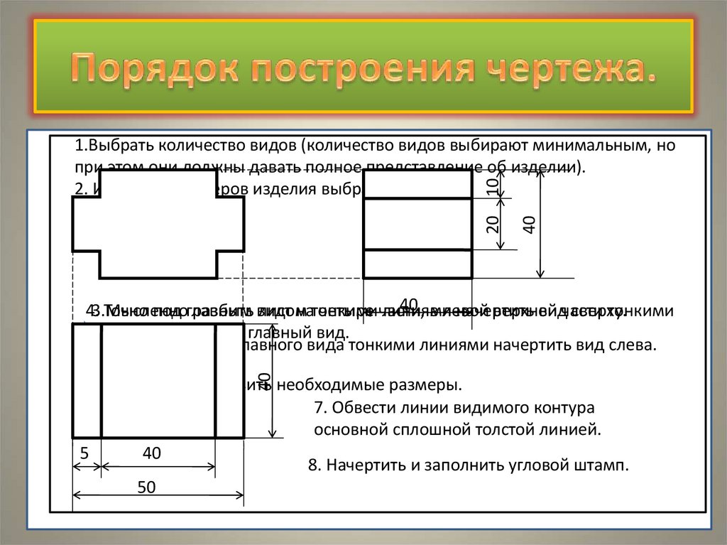 Порядок построения чертежа.