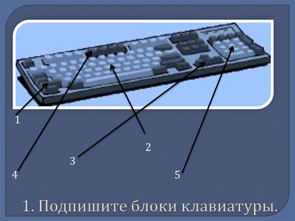 1. Подпишите блоки клавиатуры.