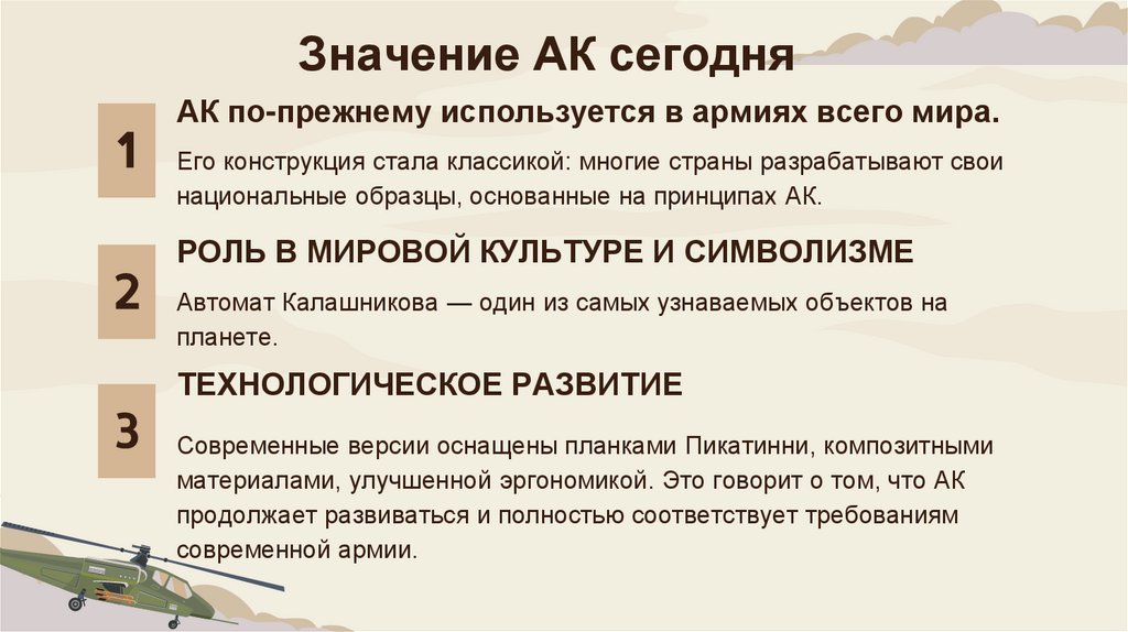 Значение АК сегодня