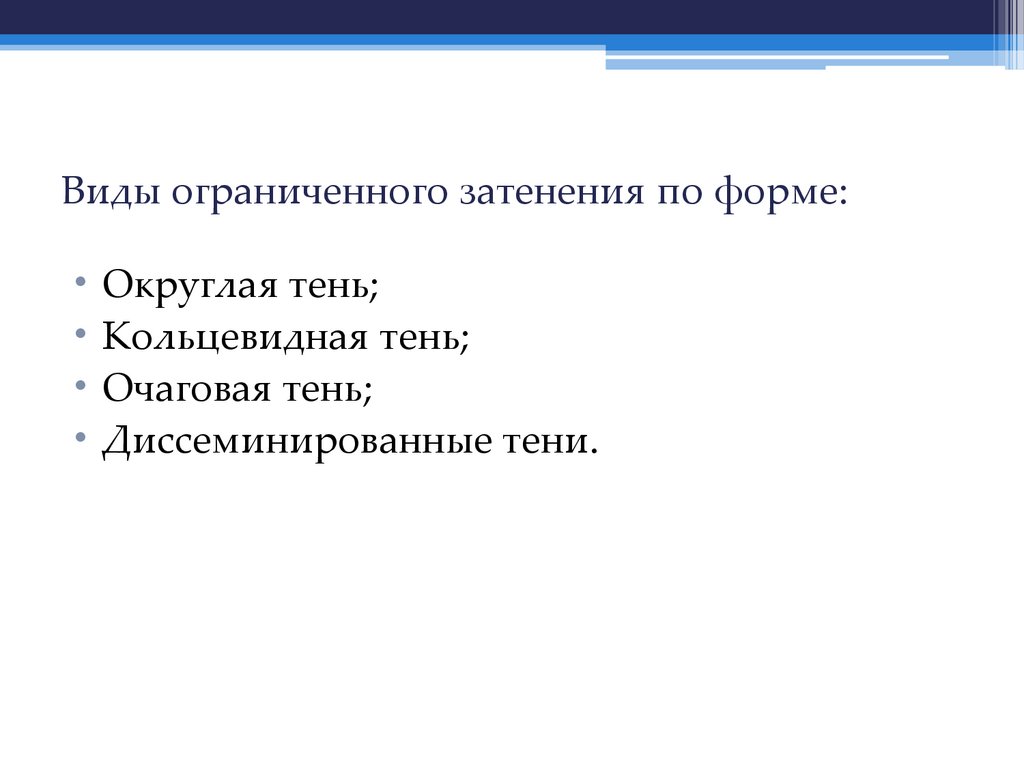 Виды ограниченного затенения по форме: