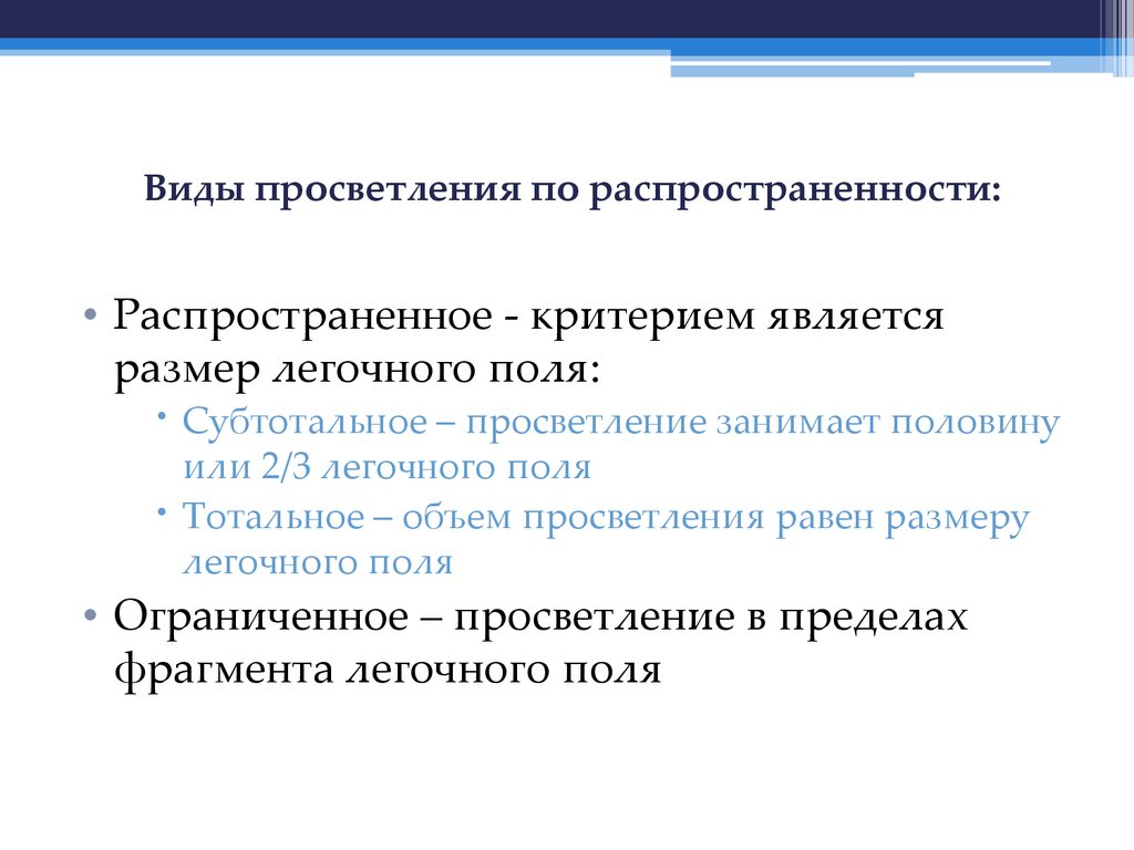 Виды просветления по распространенности: