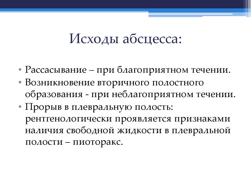 Исходы абсцесса: