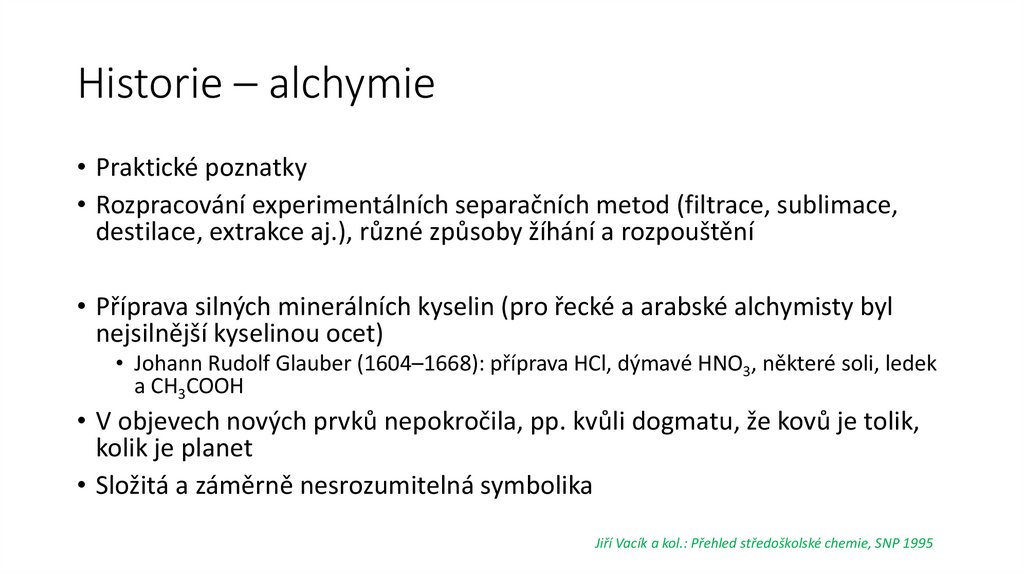 Historie – alchymie