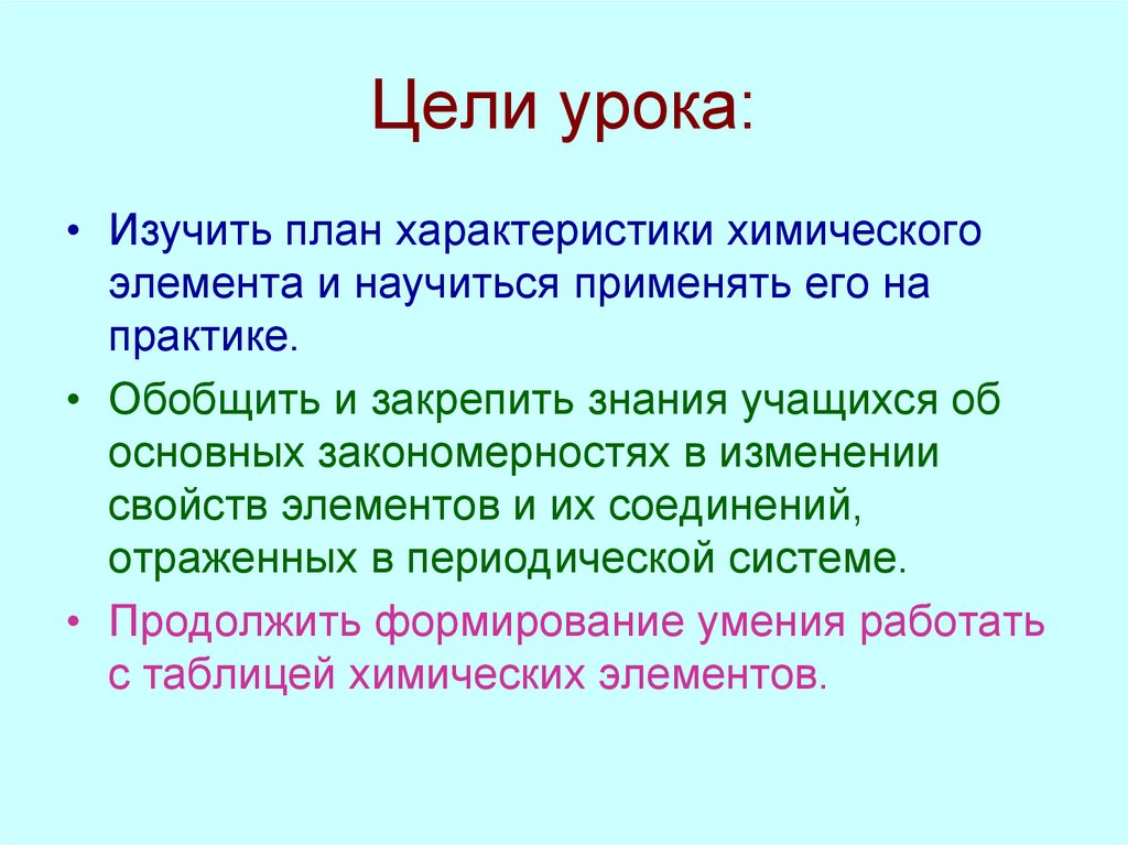 Цели урока: