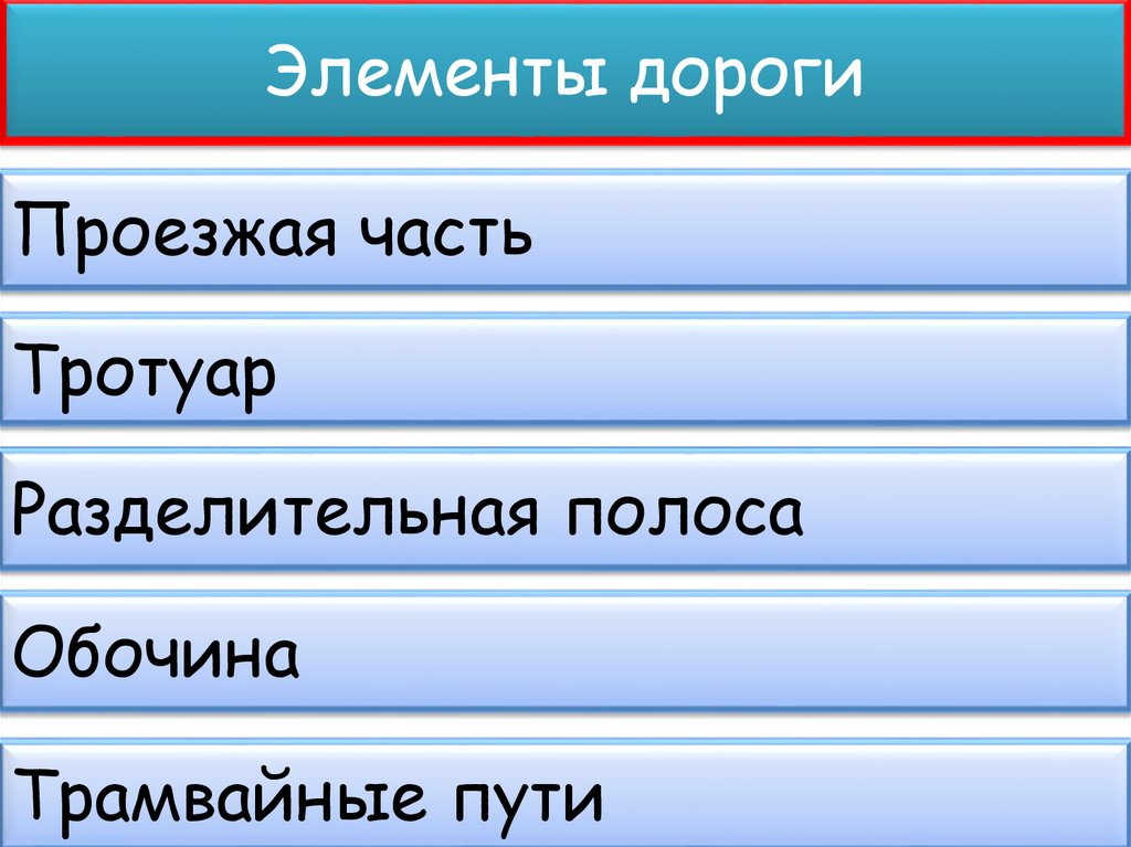Элементы дороги