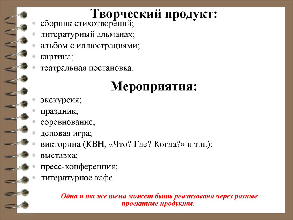 Творческий продукт: