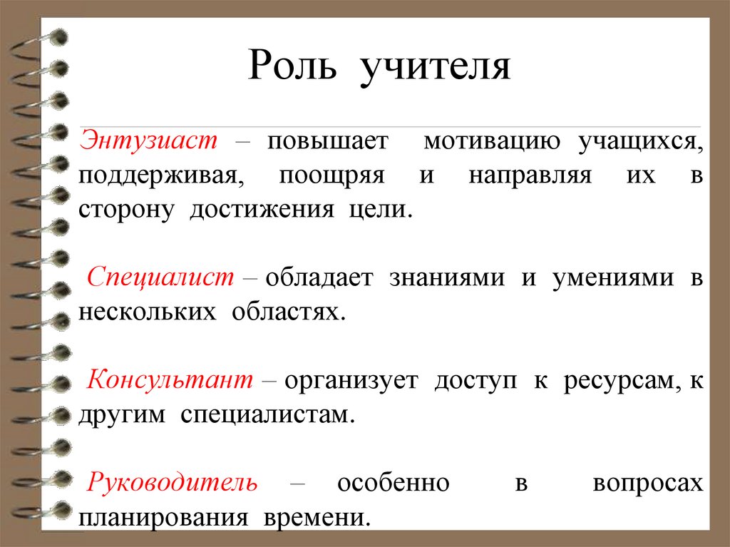Роль учителя