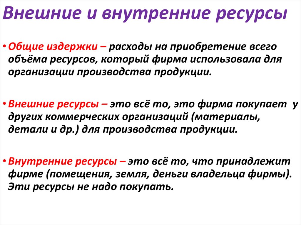 Внешние и внутренние ресурсы