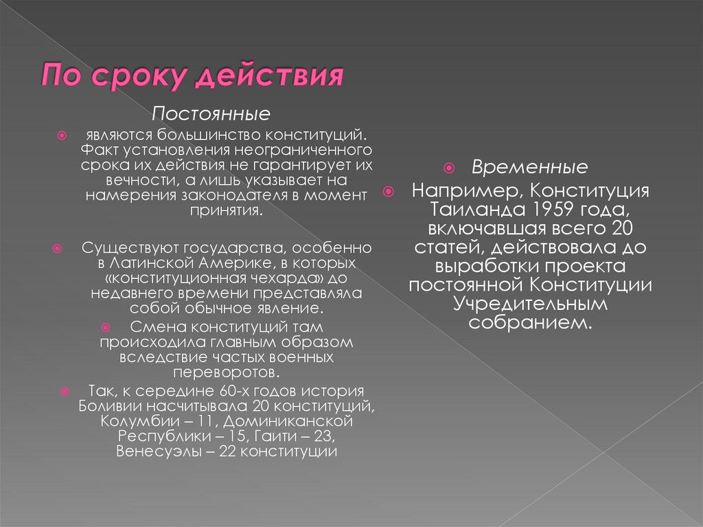 По сроку действия