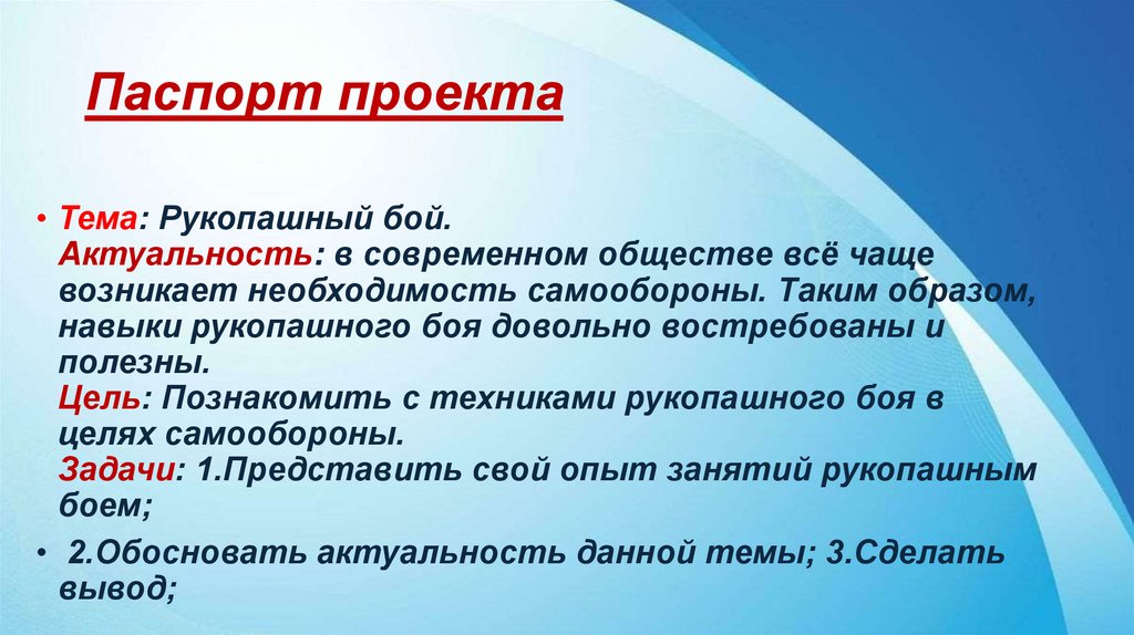 Паспорт проекта