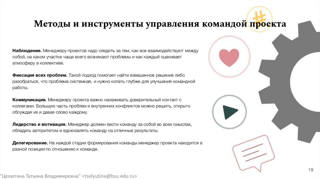 Методы и инструменты управления командой проекта