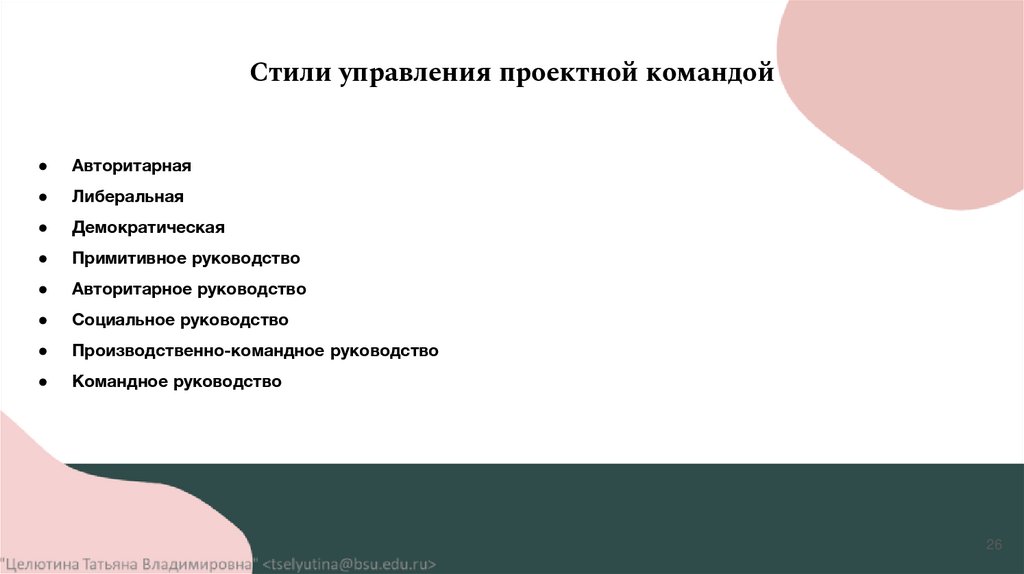 Стили управления проектной командой