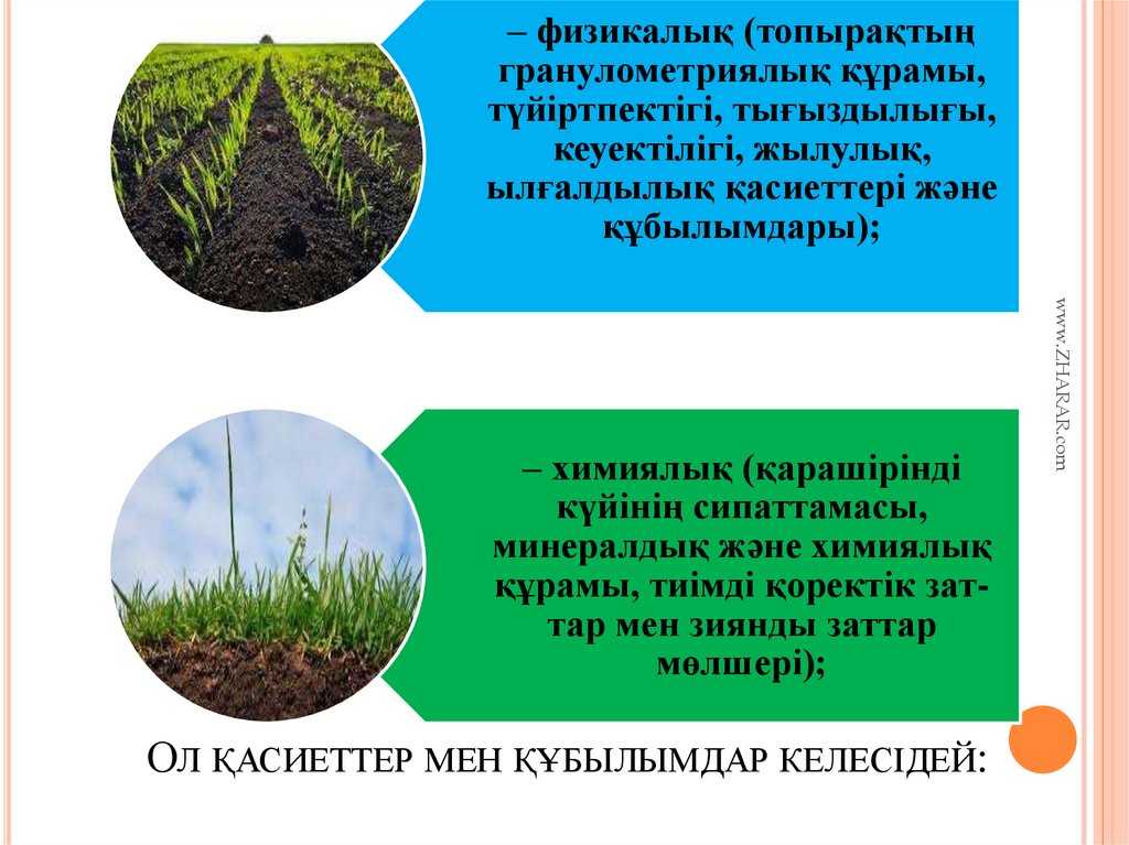 Ол қасиеттер мен құбылымдар келесідей: