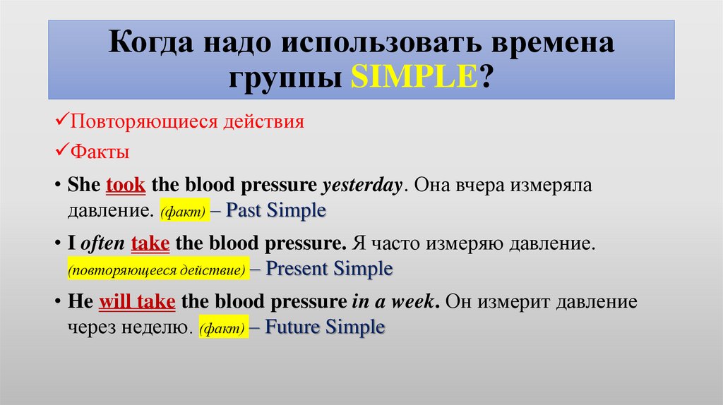 Использование форм глаголов для образования видовременных форм
