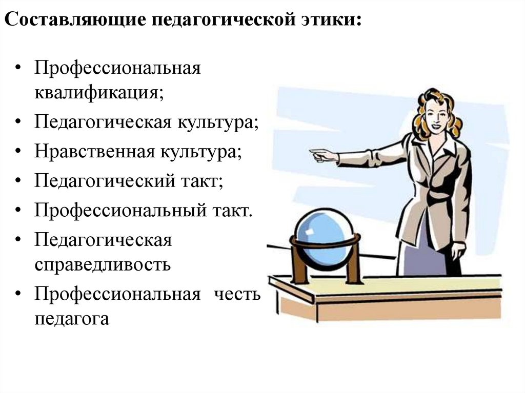 Составляющие педагогической этики: