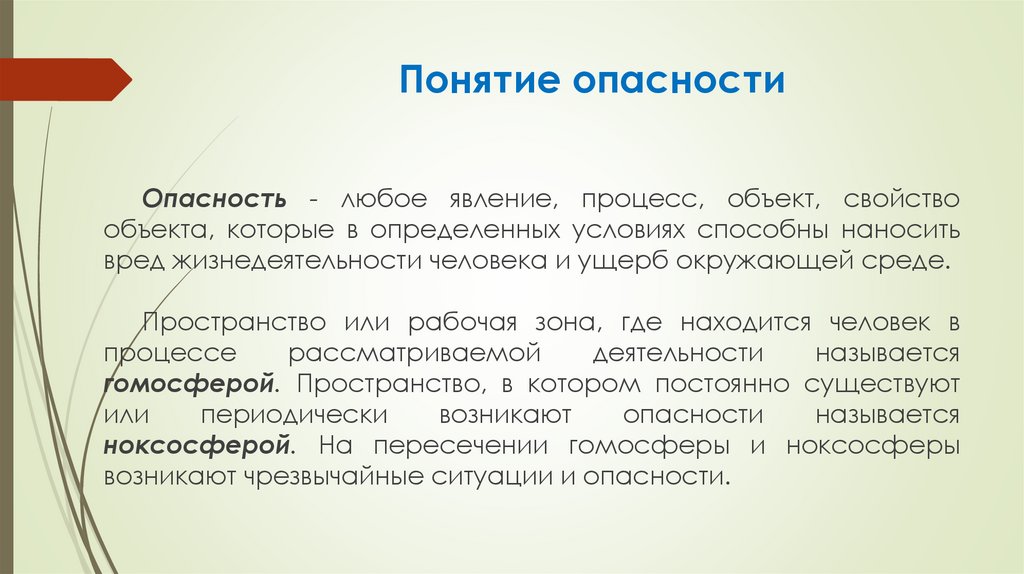 Понятие опасности