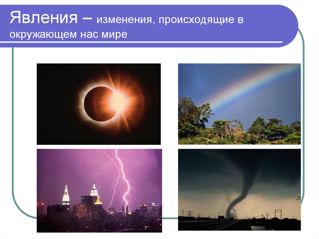 Явления – изменения, происходящие в окружающем нас мире