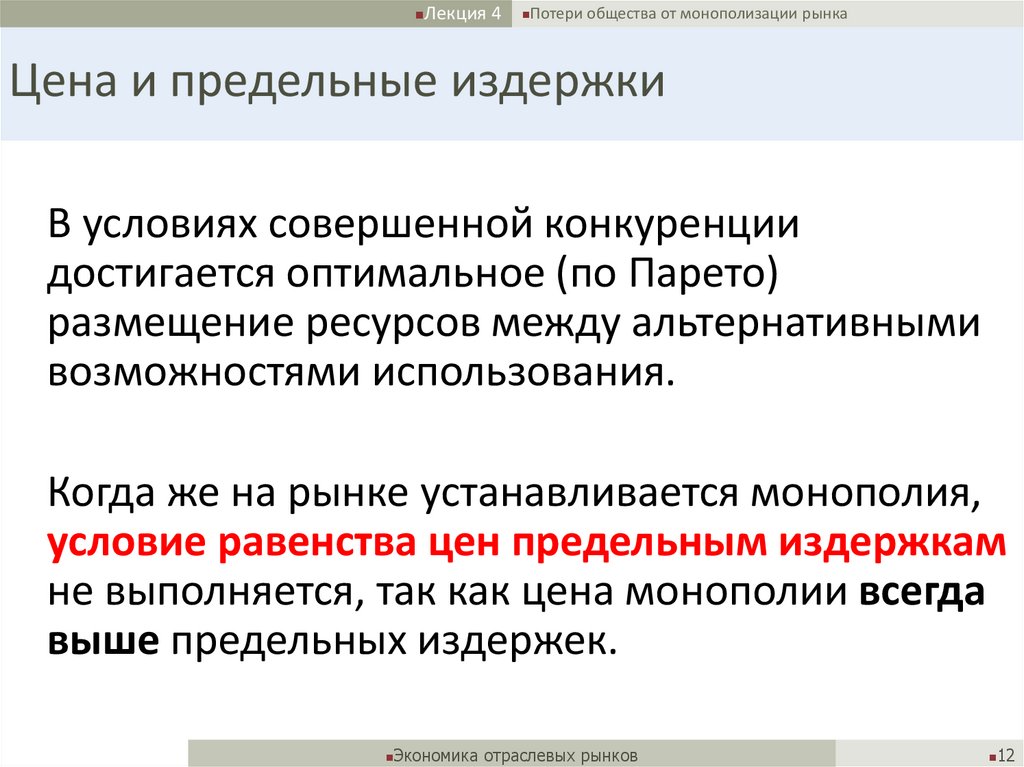 Цена и предельные издержки