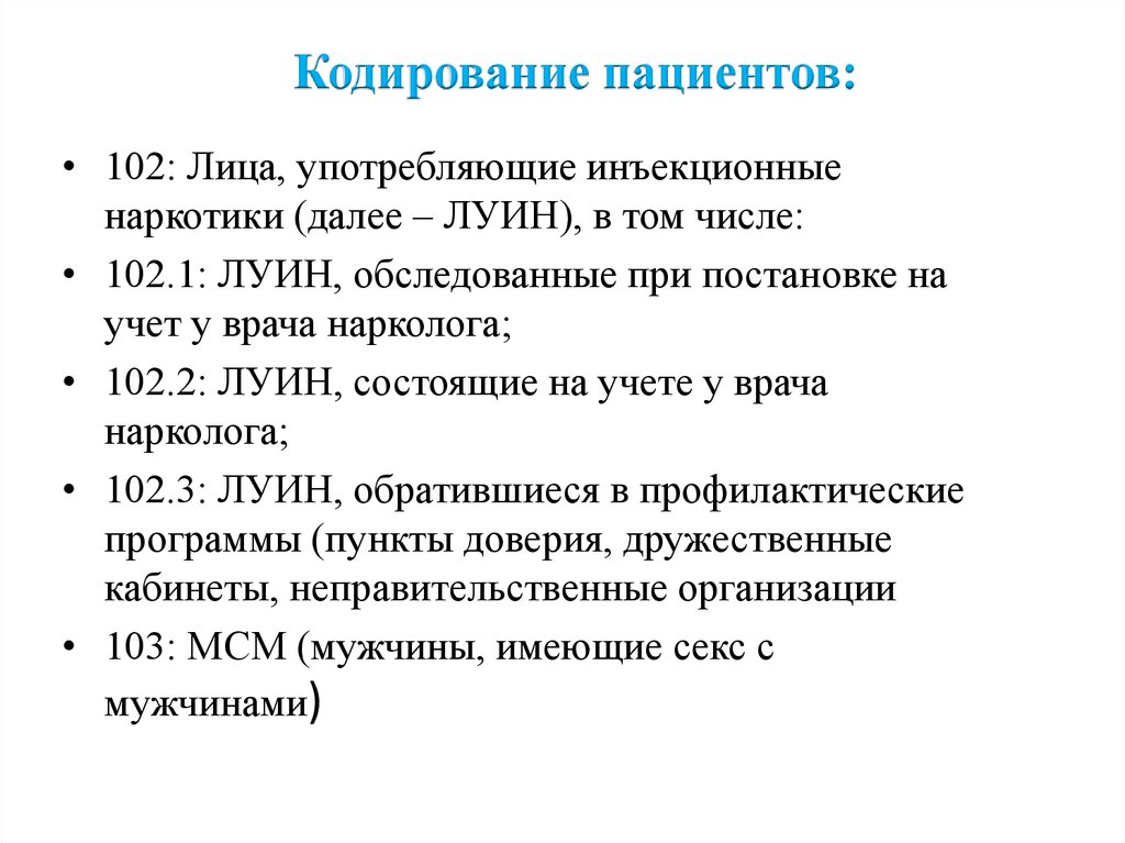 Кодирование пациентов: